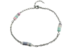 Pulseira Silicone Tons Cinza, Branco, Rosa, Ciano Aço - PLAÇF0048