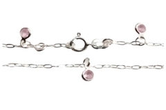 Pulseira Elo Cartier Com Pedras Rosa 5mm Prata 925 - PLPRF0017 - comprar online