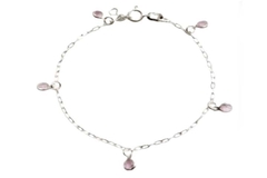 Pulseira Elo Cartier Com Pedras Rosa 5mm Prata 925 - PLPRF0017