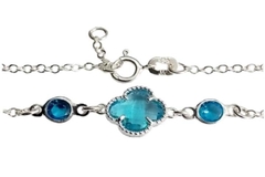 Pulseira Mini Elos Trevo Azul Prata 925 - PLPRF0033 - comprar online