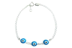 Pulseira Elos Longos 3 Olhos Gregos Prata 925 - PLPRF0086