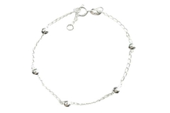 Pulseira Elos Longos 5 Bolinhas de 5 mm Prata 925 - PLPRF0089