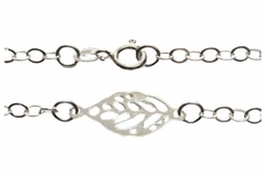 Pulseira Elos com Folha Prata 925 - PLPRF0113 - comprar online