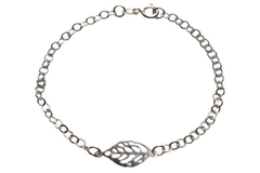 Pulseira Elos com Folha Prata 925 - PLPRF0113