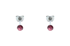 Brinco Strass Rosa Rei 2mm Aço - BRAÇ0154