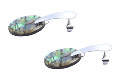 Brinco Oval Médio Abalone Base Longa Aço - BRAÇ0091 - comprar online