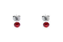 Brinco Strass Vermelho 4mm Aço - BRAÇ0144