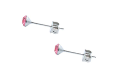 Brinco Strass Rosa Rei 4mm Aço - BRAÇ0148 - comprar online