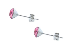 Brinco Strass Rosa Rei 6mm Aço - BRAÇ0135 - comprar online