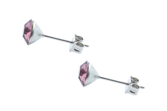 Brinco Strass Rosa Chá 6mm Aço - BRAÇ0136 - comprar online