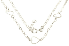 Corrente Choker Elos com Corações Prata 925 - CRPR0032