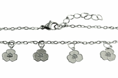 Pulseira Elos Americana com Flores Aço - PLAÇF0013 - comprar online