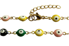 Pulseira Olho Grego Cores Dourada Aço - PLAÇF0028 - comprar online