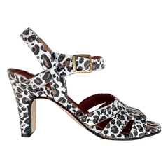 Sandalias 3 tiras Leopardo Taco 9 cm. Talle 43 Segunda Selección