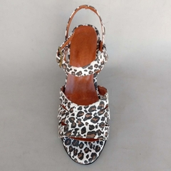 Sandalias 3 tiras Leopardo Taco 9 cm. Talle 43 Segunda Selección - comprar online