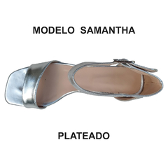Sandalias de 5 cm de Taco de 1 Tira Ancha y Tobillera en Plata en Talles Grandes 41 al 45 en internet