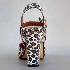 Sandalias 3 tiras Leopardo Taco 9 cm. Talle 43 Segunda Selección en internet