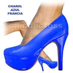 Talles Grandes del 41 Al 46 Zapatos Clásicos Plataforma Charol Azul