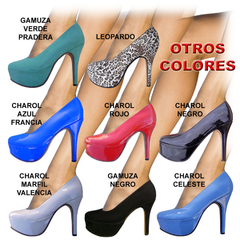 Talles Grandes del 41 Al 46 Zapatos Clásicos Plataforma Charol Azul - tienda online