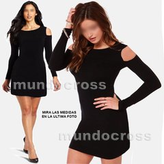 Sexy Vestido Mini Noche Muy Elastizable Negro Talle Grande - comprar online
