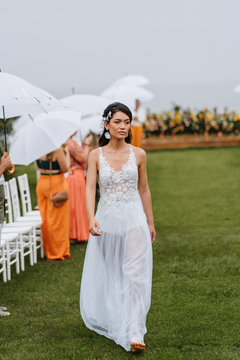 Vestido Flor de Maracujá - saia em tule glitter e tule ilusione, com corpo em renda. - comprar online