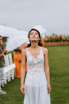 Vestido Flor de Maracujá - saia em tule glitter e tule ilusione, com corpo em renda. na internet