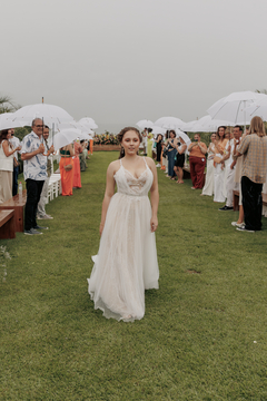 Vestido Flor de Laranjeira - vestido em renda glitter e tule ilusione. - comprar online