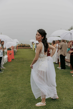 Vestido Flor de Maracujá - saia em tule glitter e tule ilusione, com corpo em renda. - loja online