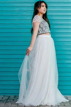 SAIA LONGA TULE - base em cetim com tule ilusione franzido e cós 4 cm. - Vestidos de noiva exclusivos ARTHA ATELIER