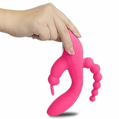 Vibrador Triplo 3 em 1 com 10 Modos de Vibração Recarregável