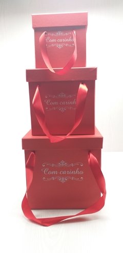 Caixa Floricultura Quadrada C/Logo padrão C/Alça C/Fita - loja online