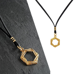 Colar Couro Hexagonal - Marshop Atacado