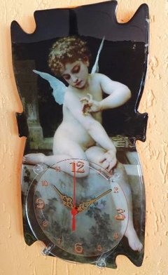 Relógio Arte 004 - Lamour Au Papillon - Acrílico Com Resina na internet