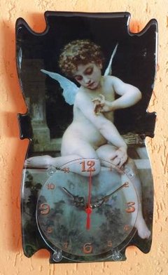 Relógio Arte 004 - Lamour Au Papillon - Acrílico Com Resina