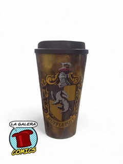 VASO CON TAPA CASA HUFFLEPUFF - HARRY POTTER