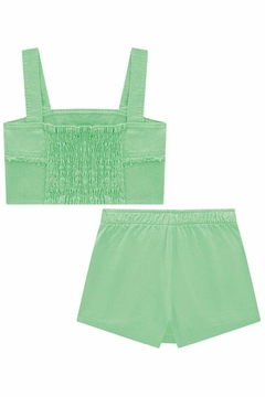 CONJUNTO CROPPED E SHORT SAIA EM SARJA VERDE INFANTI - comprar online