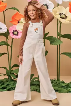 CONJUNTO DE BLUSA EM CANELADO MAUI COM JARDINEIRA WIDE LEG EM SARJA PITA 70705 INFANTI - Tinella Kids