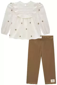 CONJUNTO DE BATA EM MALHA WAVE COM LEGGING EM RIBANA CANELADA 70992 INFANTI