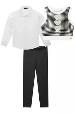 TRIO DE CAMISA EM TRICOLINE COM COLETE EM MOLECOTTON E LEGGING EM COURO SINTÉTICO/TERMOSKIN 71153 INFANTI - comprar online