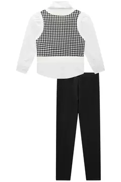 TRIO DE CAMISA EM TRICOLINE COM COLETE EM MOLECOTTON E LEGGING EM COURO SINTÉTICO/TERMOSKIN 71153 INFANTI - Tinella Kids