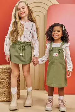 CONJUNTO DE BATA EM MALHA WAVE COM SHORT SAIA EM SARJA PITA 71635 INFANTI - loja online