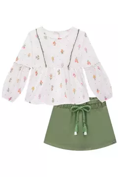 CONJUNTO DE BATA EM MALHA WAVE COM SHORT SAIA EM SARJA PITA 71635 INFANTI