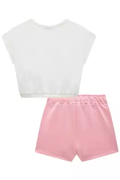 Conjunto de Blusa Boxy Over em Meia Malha e Short Saia em Moletom Double 72793 Infanti - Tinella Kids