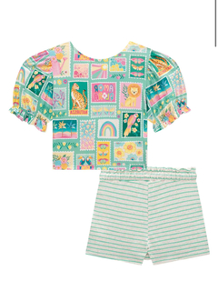 CONJUNTO BLUSA EM MALHA E SHORT SAIA MOLETINHO INFANTI - comprar online