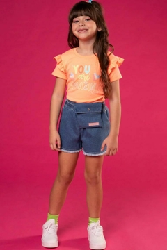 Conjunto de Blusa em Ribana e Shorts em Jeans Bellini com Elastano 72794 Infanti - comprar online