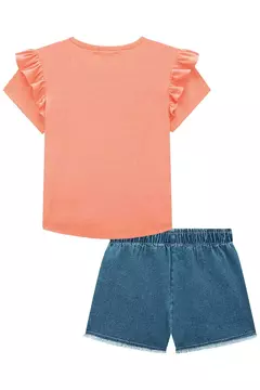 Conjunto de Blusa em Ribana e Shorts em Jeans Bellini com Elastano 72794 Infanti - Tinella Kids