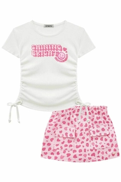 Conjunto de Blusa em Canelado e Short Saia em Sarja Digital 73172 Infanti