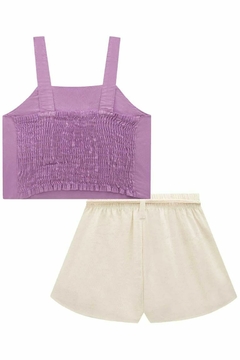 Conjunto de Regata Cropped em Tricoline e Shorts em Linho Deluxe 72815 Infanti na internet