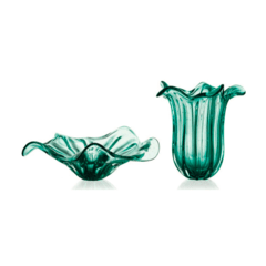 jogo de vasos de Cristal Murano Verde Esmeralda