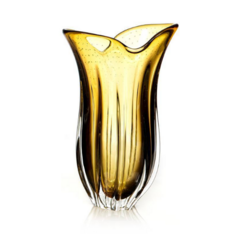 Vaso de Cristal Murano Âmbar com Lilás 47cm - comprar online